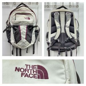 The North Face Recon white purple grey backpack large roomy size lots of pockets